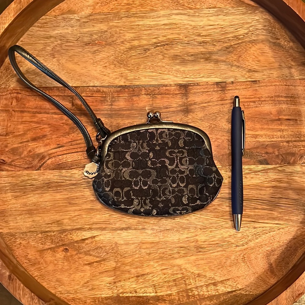 Authentic Coach Tiny Wristlet - Black And Silver,… - image 1